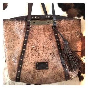 leather tooled handbag